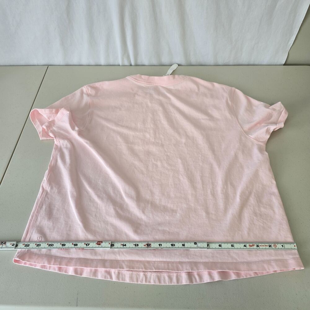 Lululemon Relaxed Fit Cotton Jersey Short Sleeve Tee Women's 12 Pink Strawberry - Picture 10 of 13